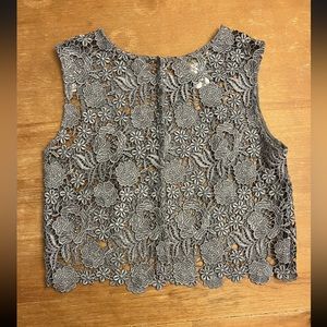 Jenny Yoo Mesh Lace Top Sleeveless Mayan Blue Floral Women’s Size Medium